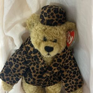 Ty Attic Treasures Isabella 14” Jointed Bear infashionable leopard print outfit